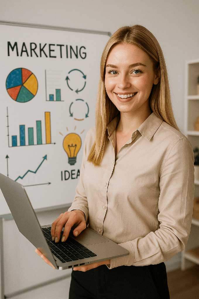 Assitentin hilft beim MArketing